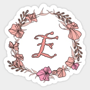 Letter E Rose Pink Initial Monogram - Letter e Sticker